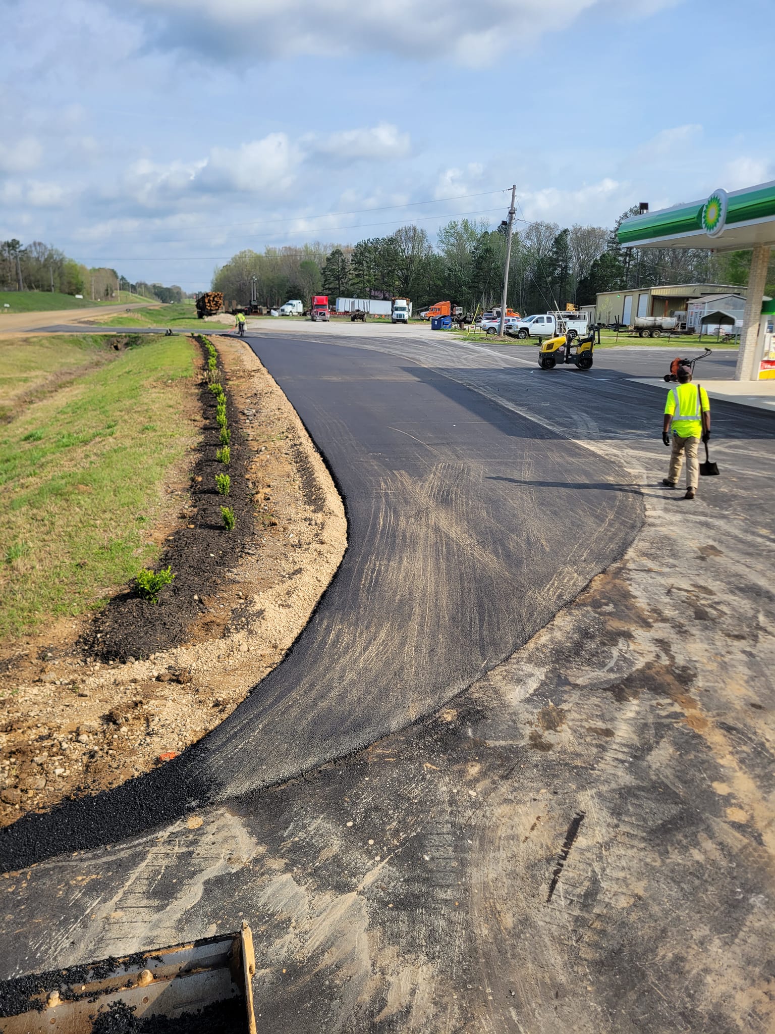 paved lot for commercial gas station
