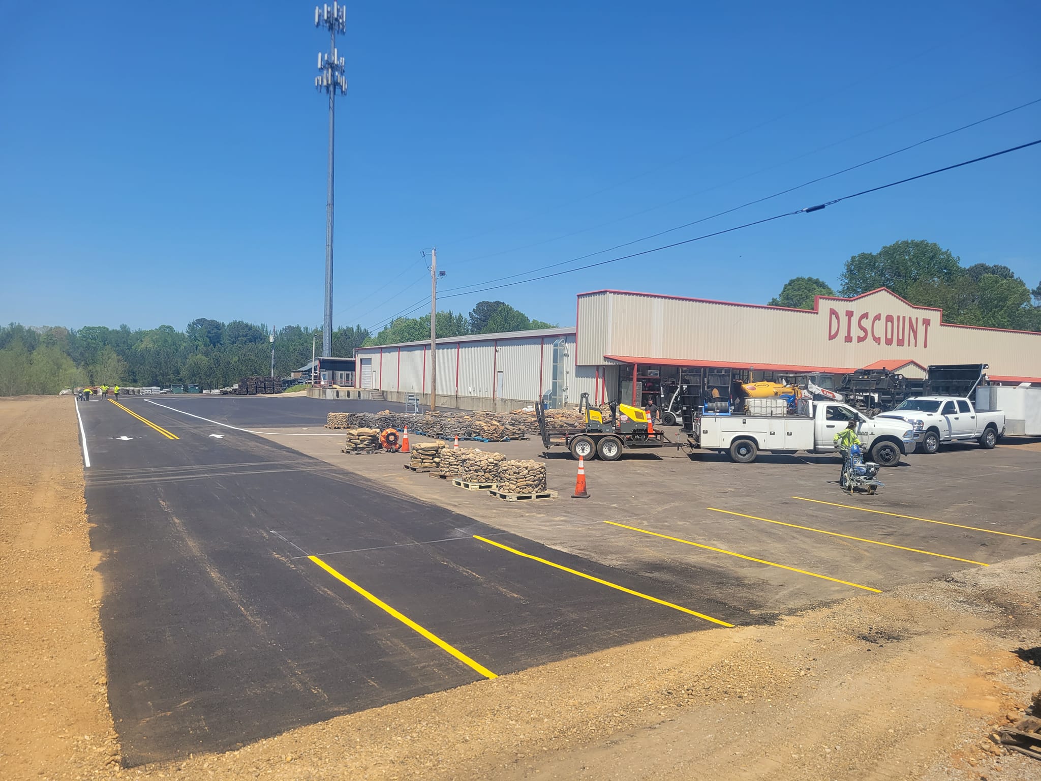 paved parking lot and road for grocery store
